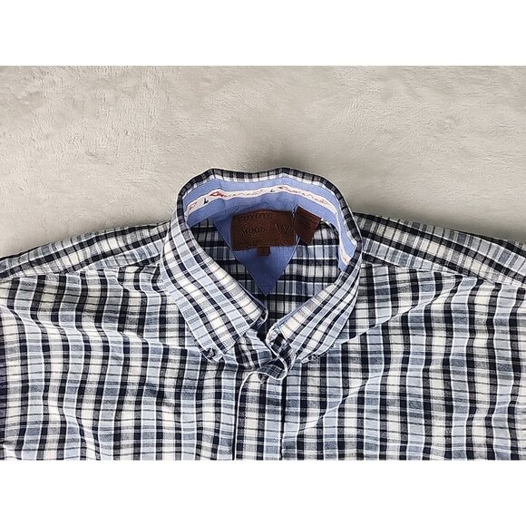 Coyote Mood Shirt Mens Large White/Blue Square Plaid Long Sleeve Snap Western - Picture 4 of 13